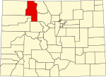 Map of Colorado highlighting Routt County